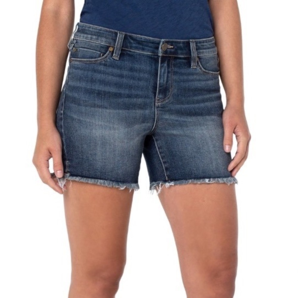 Liverpool Vickie Fray Hem Shorts Women 16/33 Blue New With Tags